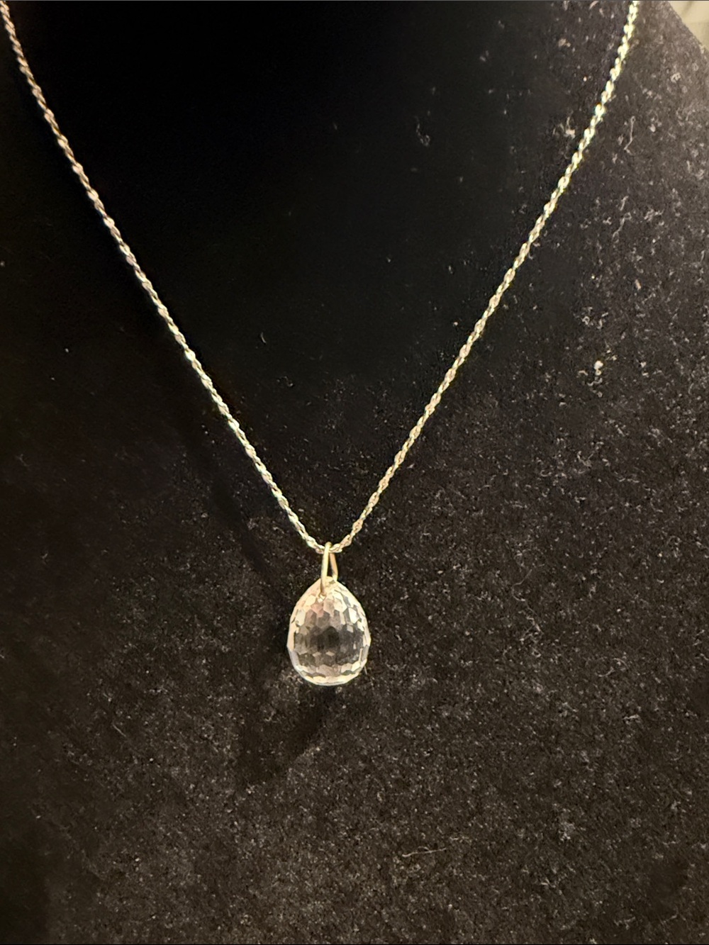 Vintage white 18 karat gold filled necklace with faceted Czechoslovakian crystal